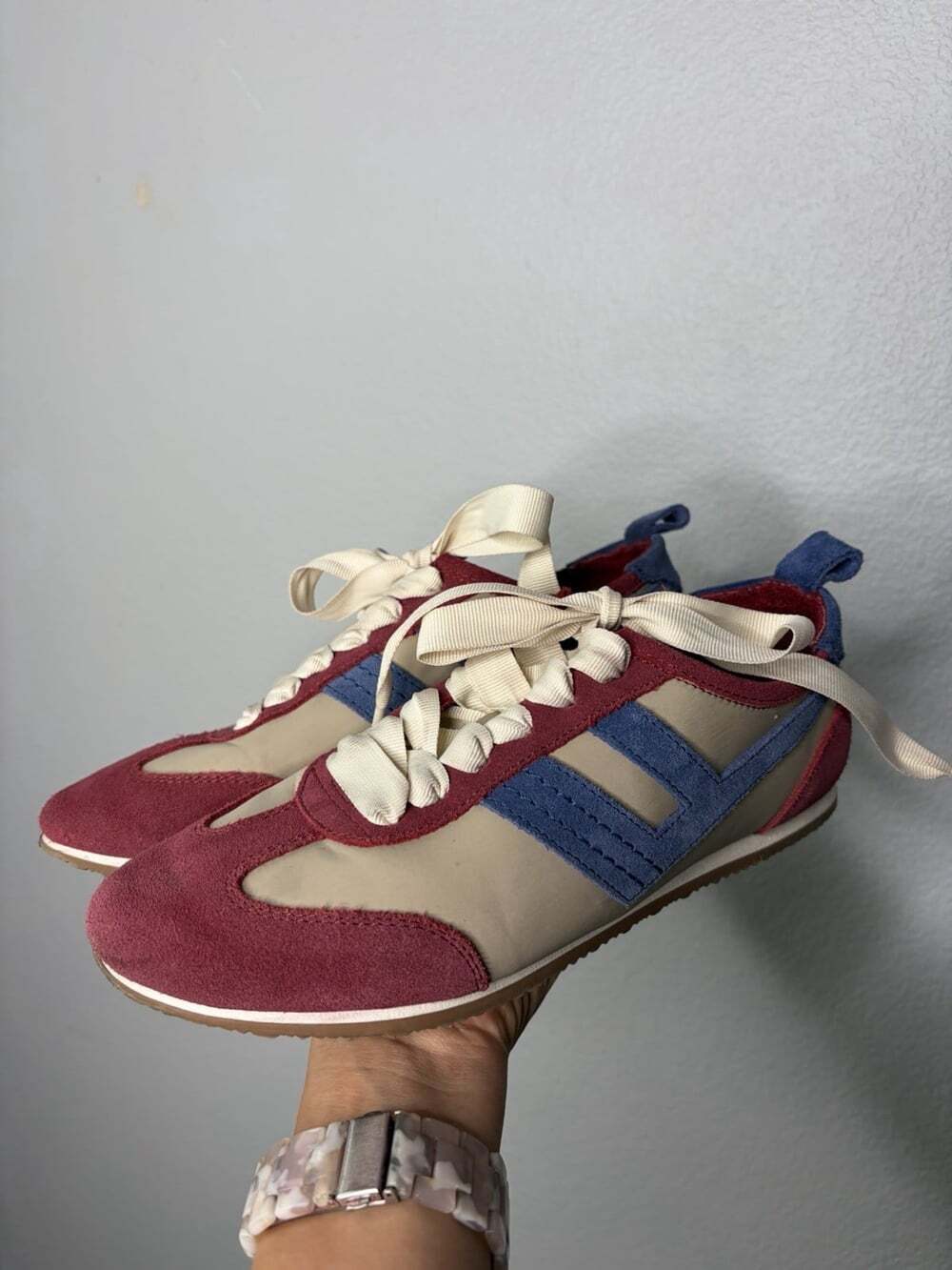 Free People Aces tennis shoes Maroon Blue Ribbon Laces Casual Athleisure